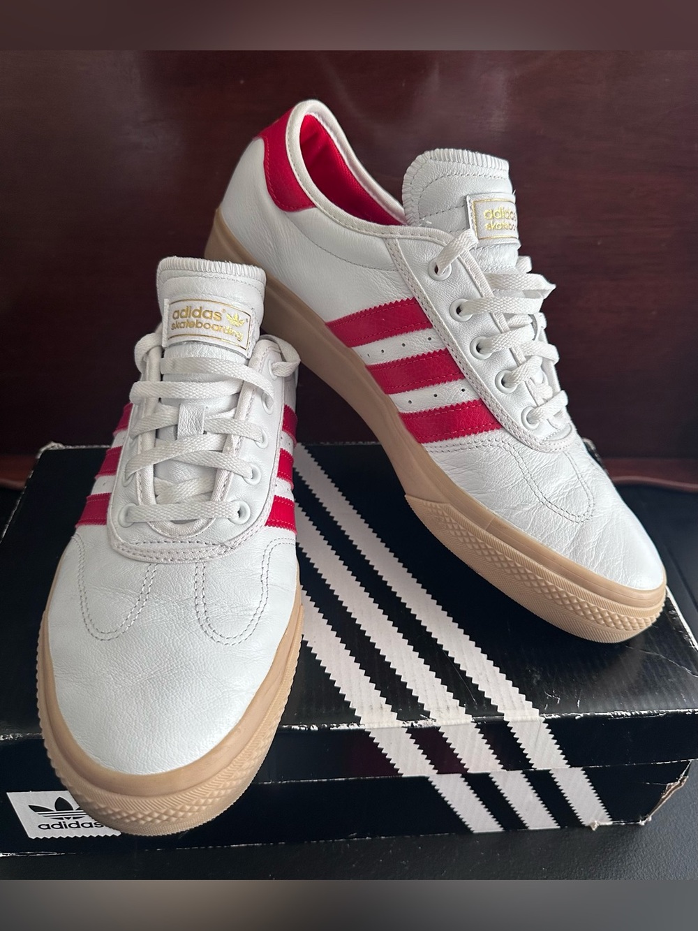 Adidas Adi Ease Skate Shoes – White/Scarlet/Goldmt 10.5